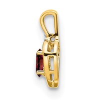 14K Yellow Gold 6x 4 Oval January Garnet and Diamond Heart Pendant view 2