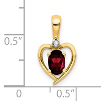 14K Yellow Gold 6x 4 Oval January Garnet and Diamond Heart Pendant view 3