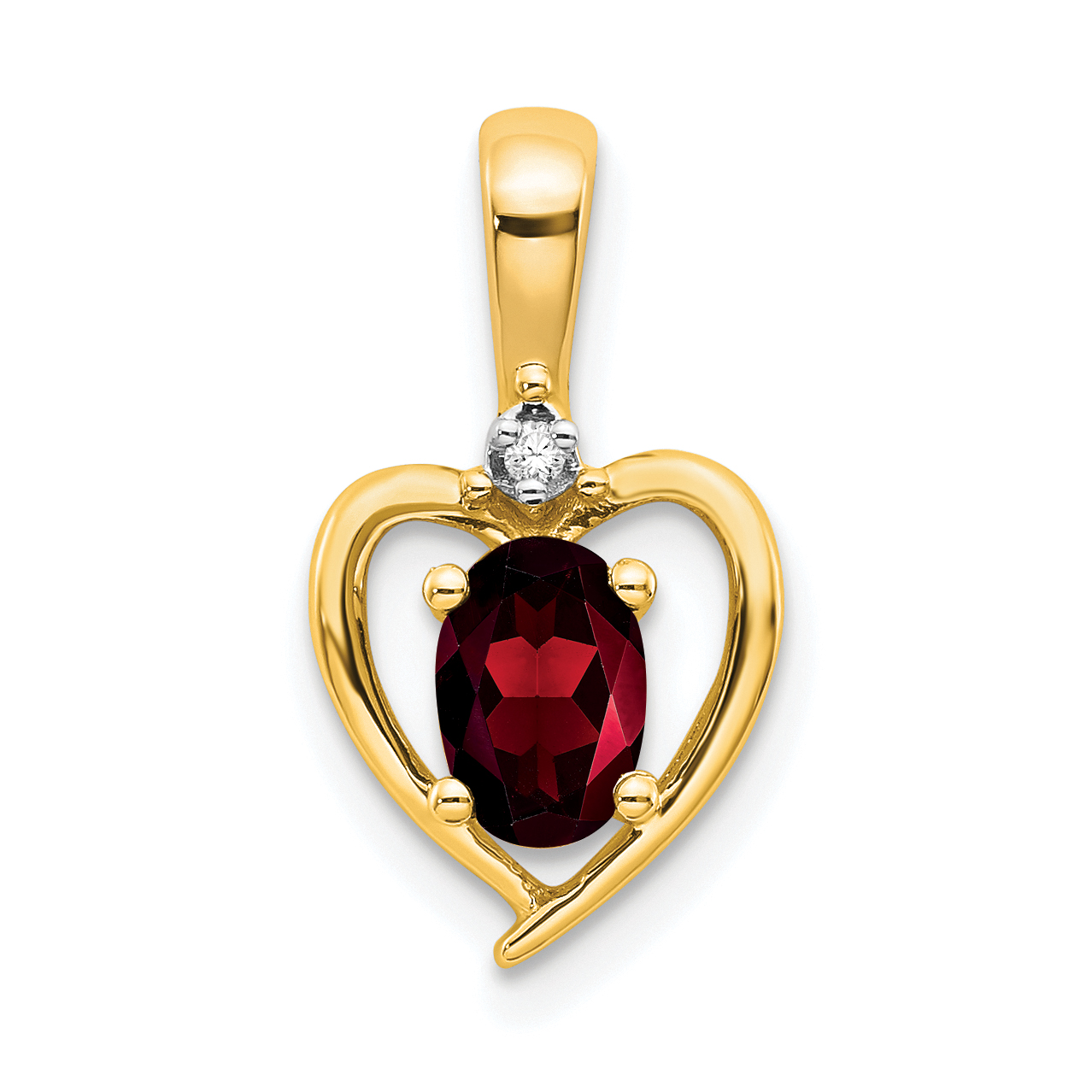 14k Garnet and Diamond Heart Pendant (XBS480)