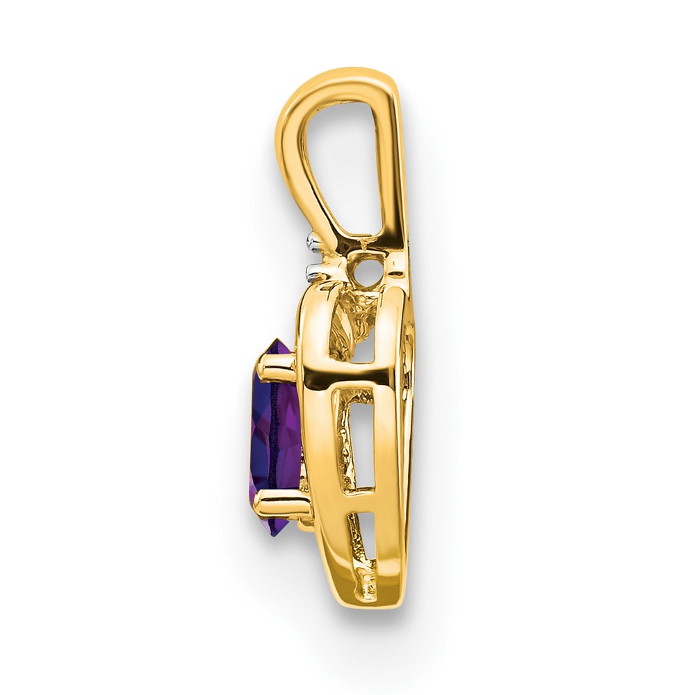 14k Amethyst and Diamond Heart Pendant (XBS481)