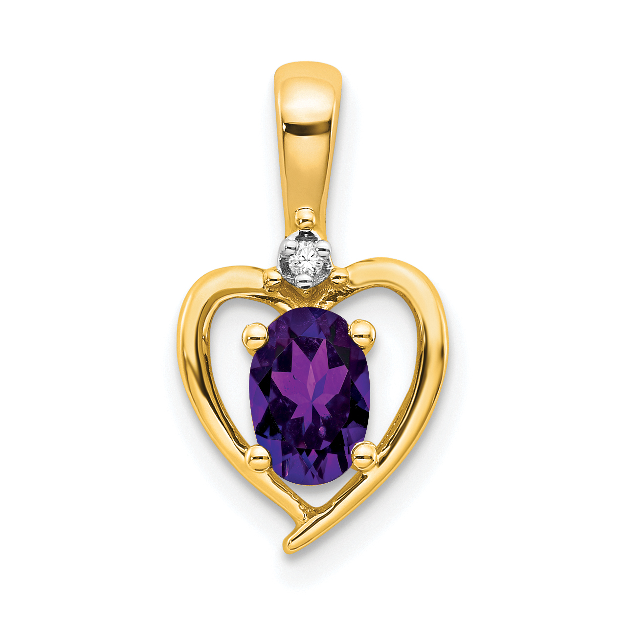 14k Amethyst and Diamond Heart Pendant (XBS481)