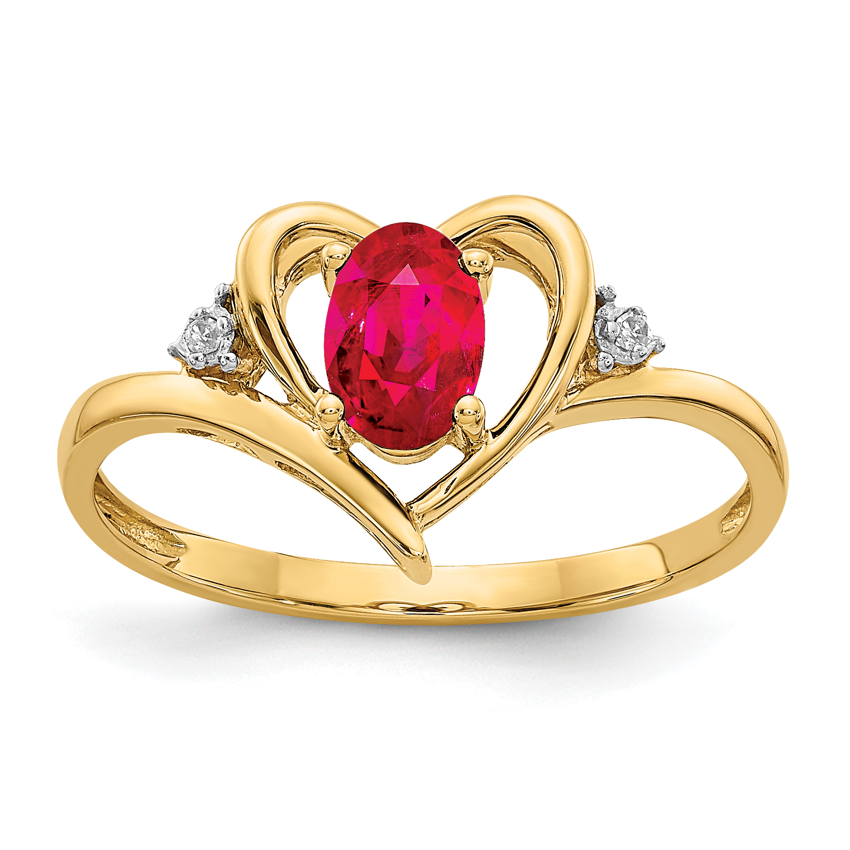 14k Ruby and Diamond Heart Ring (XBS486)