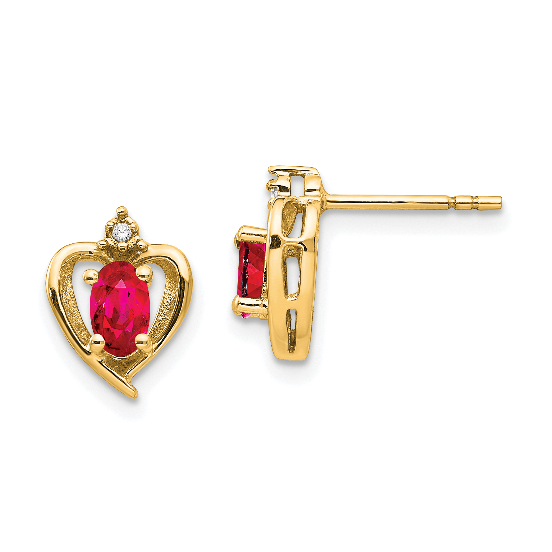 14k Ruby and Diamond Heart Earrings (XBS491)