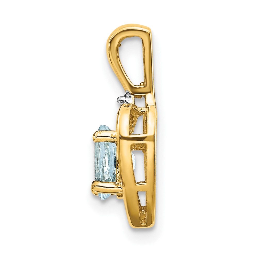14k Aquamarine and Diamond Heart Pendant (XBS492)
