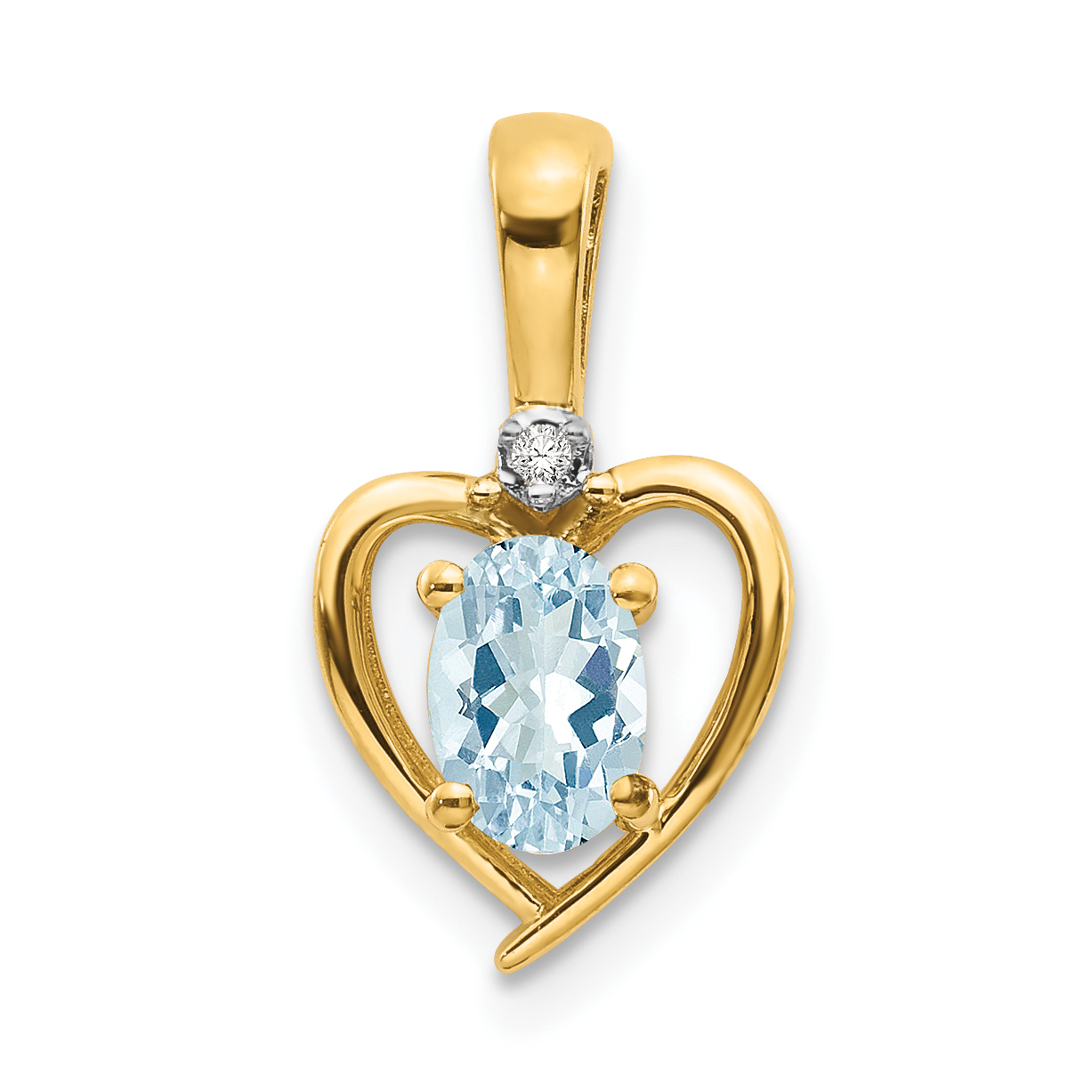 14k Aquamarine and Diamond Heart Pendant (XBS492)