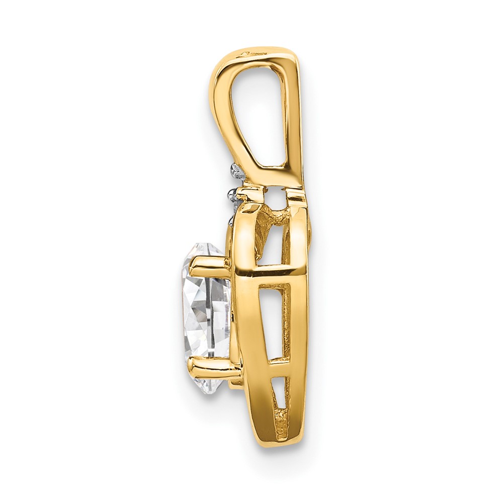 14k White Topaz and Diamond Heart Pendant (XBS493)