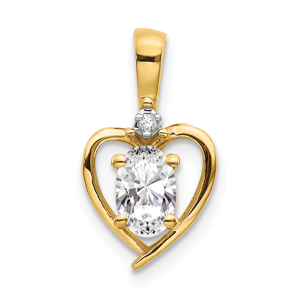 14k White Topaz and Diamond Heart Pendant (XBS493)