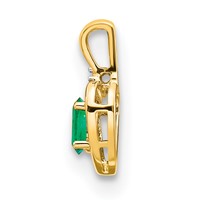 14K 6x4 Oval May Emerald and Diamond Heart Pendant view 2