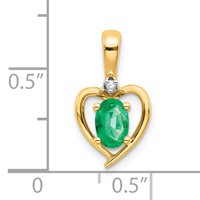 14K 6x4 Oval May Emerald and Diamond Heart Pendant view 3