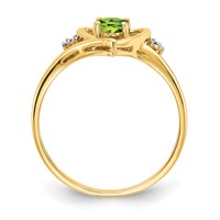 14K Yellow Gold 6x 4 Oval August Peridot and Diamond Heart Ring view 2