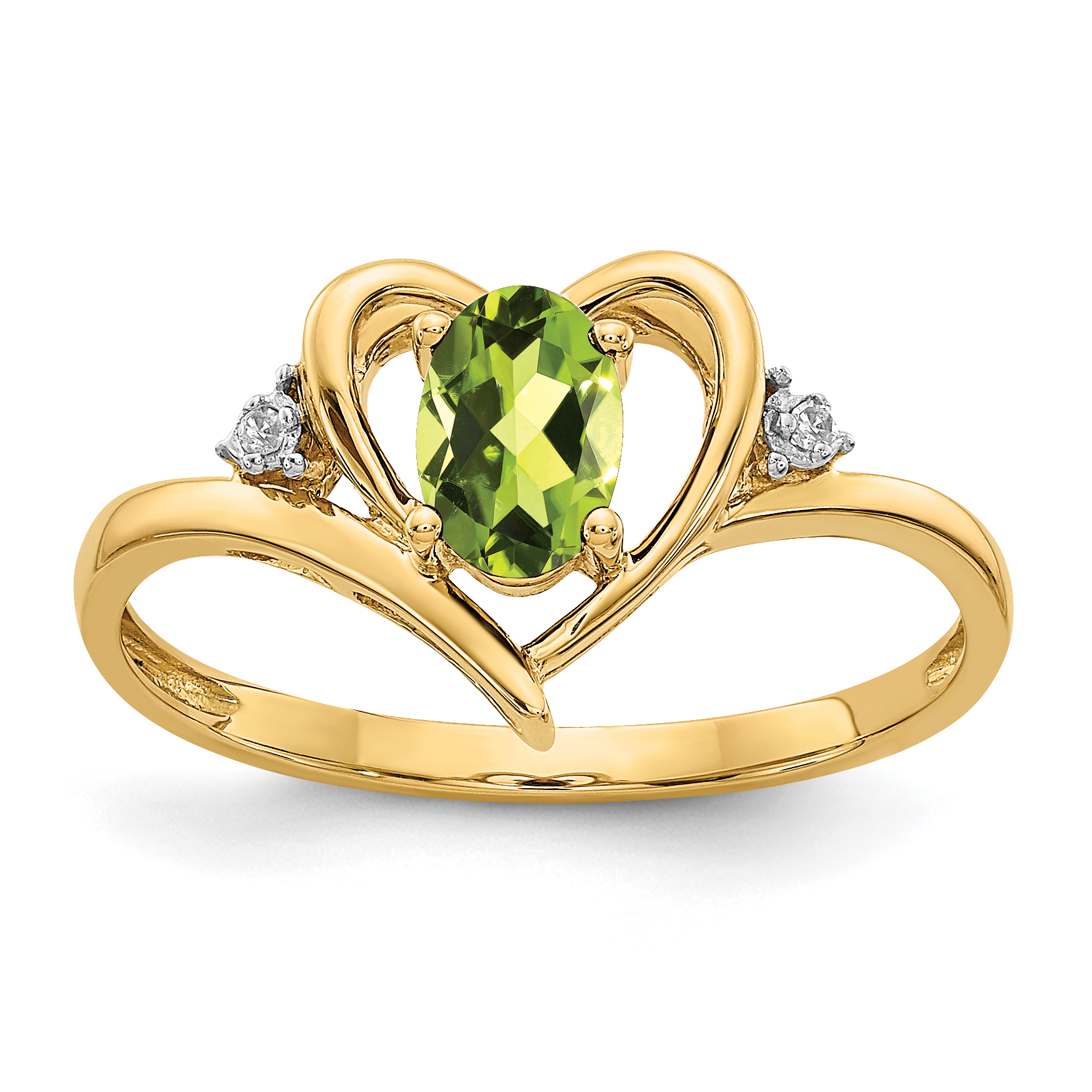 14k Peridot and Diamond Heart Ring (XBS497)