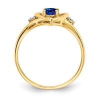 14K 6x4 Oval September Sapphire and Diamond Heart Ring view 2