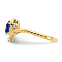 14K 6x4 Oval September Sapphire and Diamond Heart Ring view 4