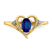 14K 6x4 Oval September Sapphire and Diamond Heart Ring view 5