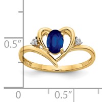 14K 6x4 Oval September Sapphire and Diamond Heart Ring view 3
