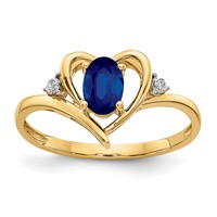 14K 6x4 Oval September Sapphire and Diamond Heart Ring view 1