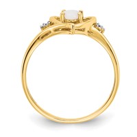 14K Yellow Gold 6x 4 Oval October Opal and Diamond Heart Ring view 2