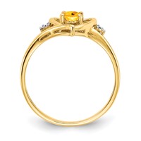 14K Yellow Gold 6x 4 Oval November Citrine and Diamond Heart Ring view 2