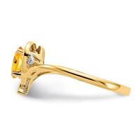 14K Yellow Gold 6x 4 Oval November Citrine and Diamond Heart Ring view 4