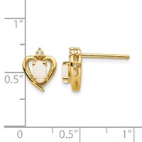 14K 5x3 Oval October Opal and Diamond Heart Earrings view 3
