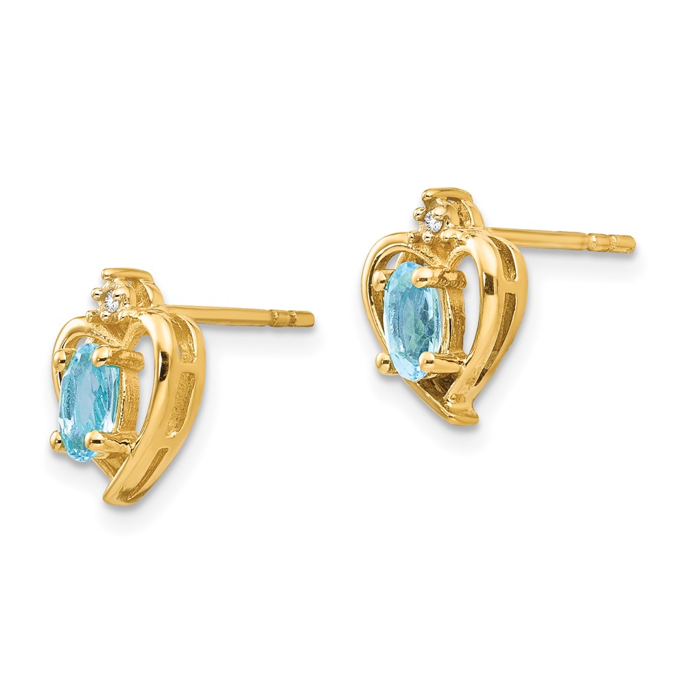 14k Blue Topaz and Diamond Heart Earrings (XBS506)