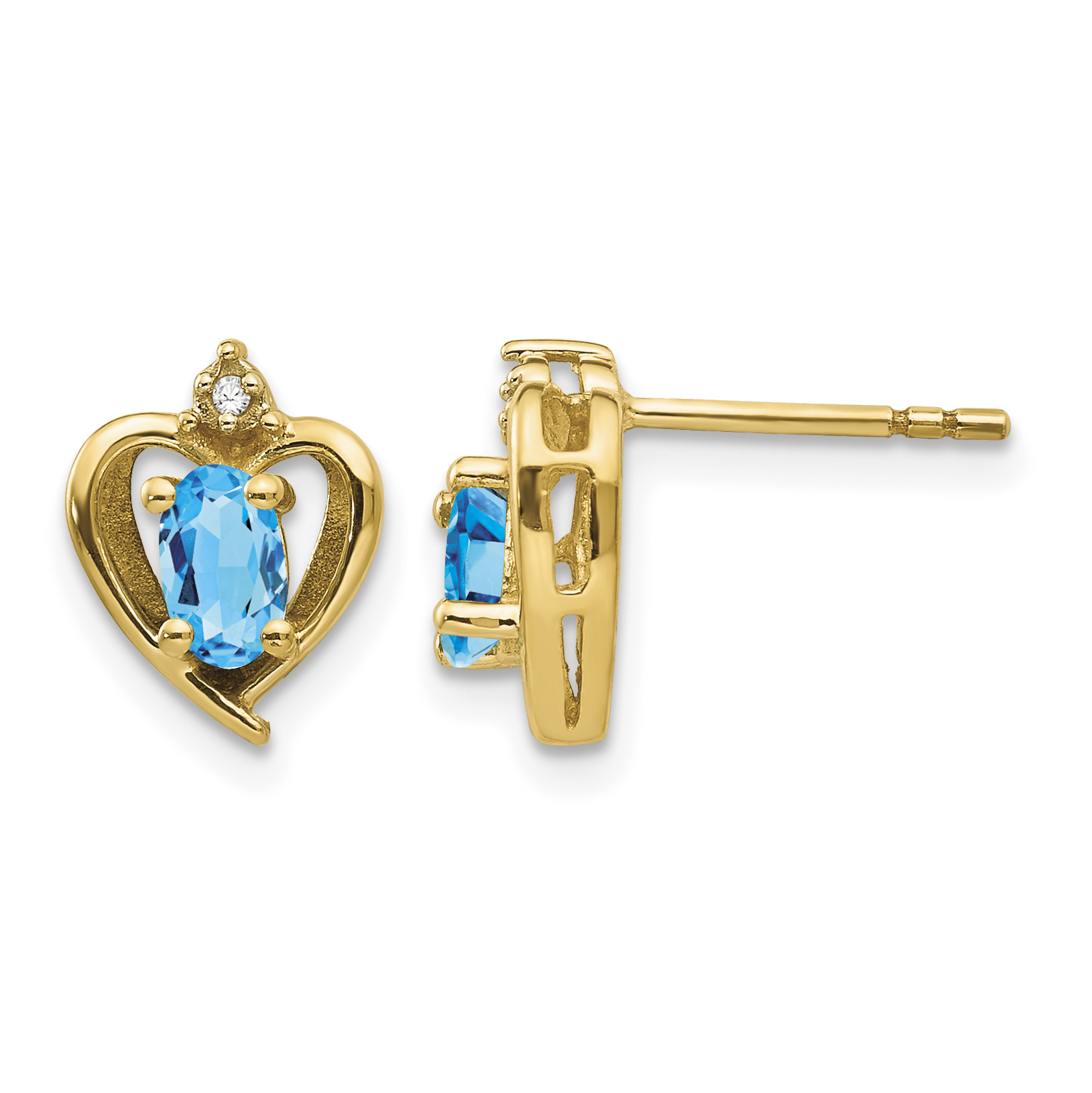 14k Blue Topaz and Diamond Heart Earrings (XBS506)