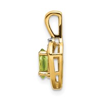 14K Yellow Gold 6x4 Oval August Peridot and Diamond Heart Pendant view 2