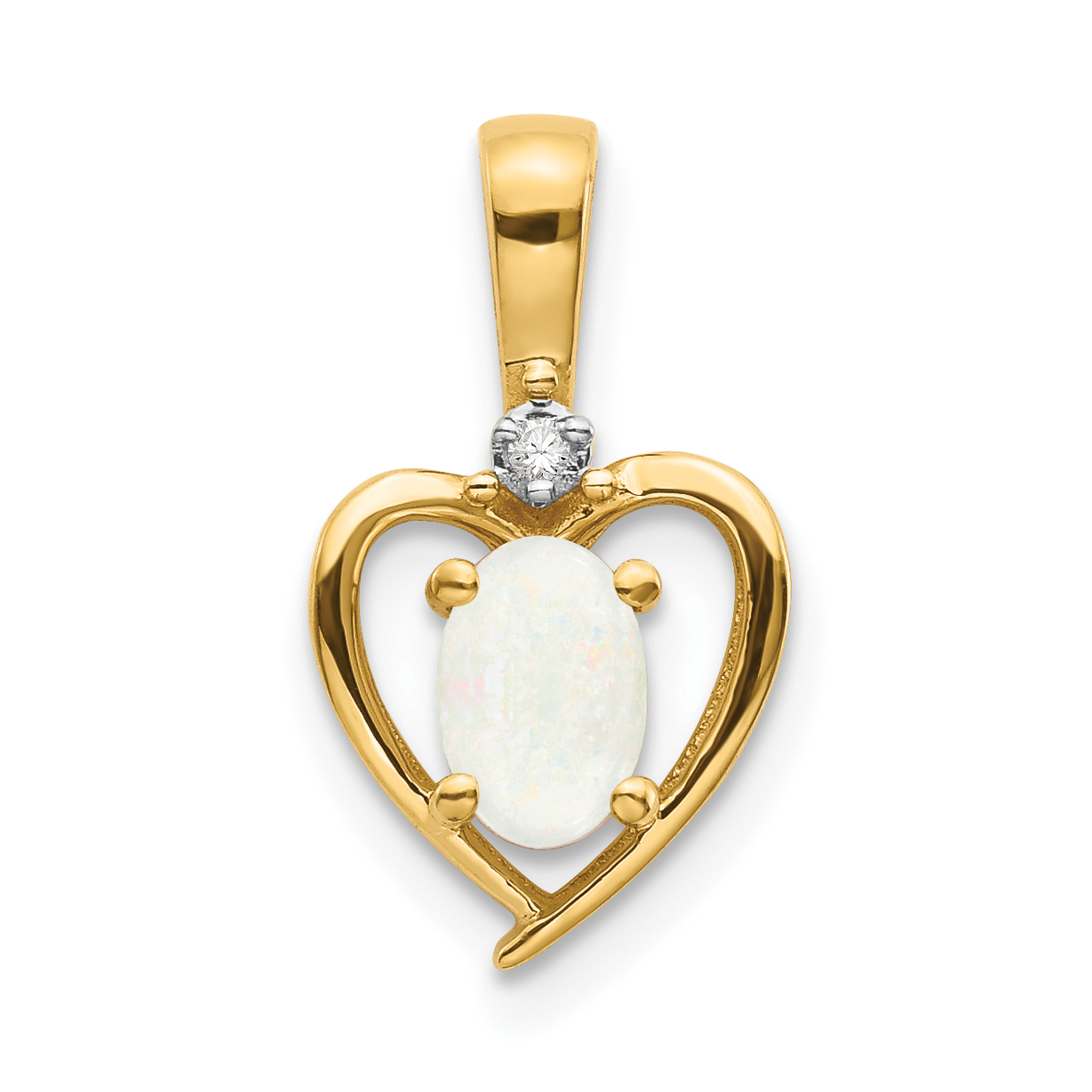 14k Opal and Diamond Heart Pendant (XBS509)