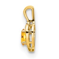 14K Yellow Gold 6x 4 Oval November Citrine and Diamond Heart Pendant view 2