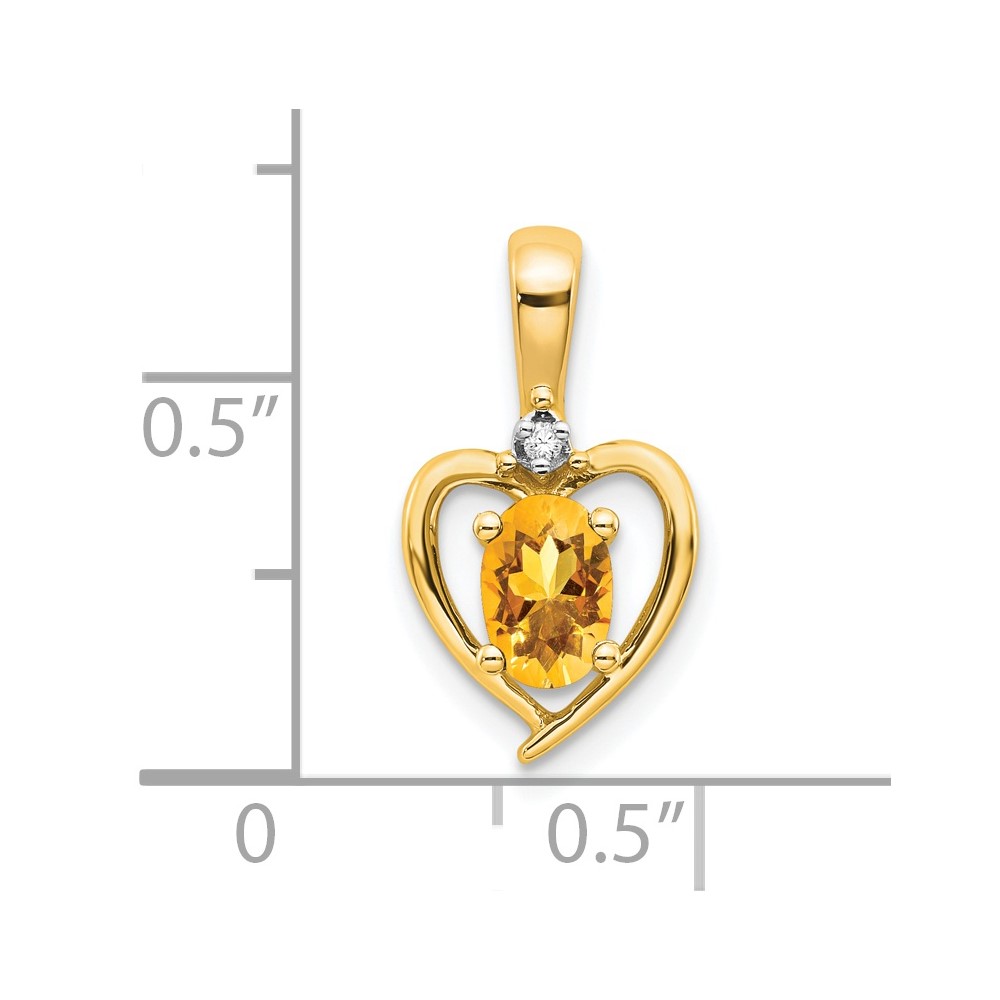 14k Citrine and Diamond Heart Pendant (XBS510)