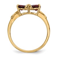 14K Polished January Garnet Bow Size 7 Ring view 2