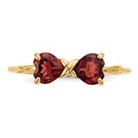 14K Polished January Garnet Bow Size 7 Ring view 4