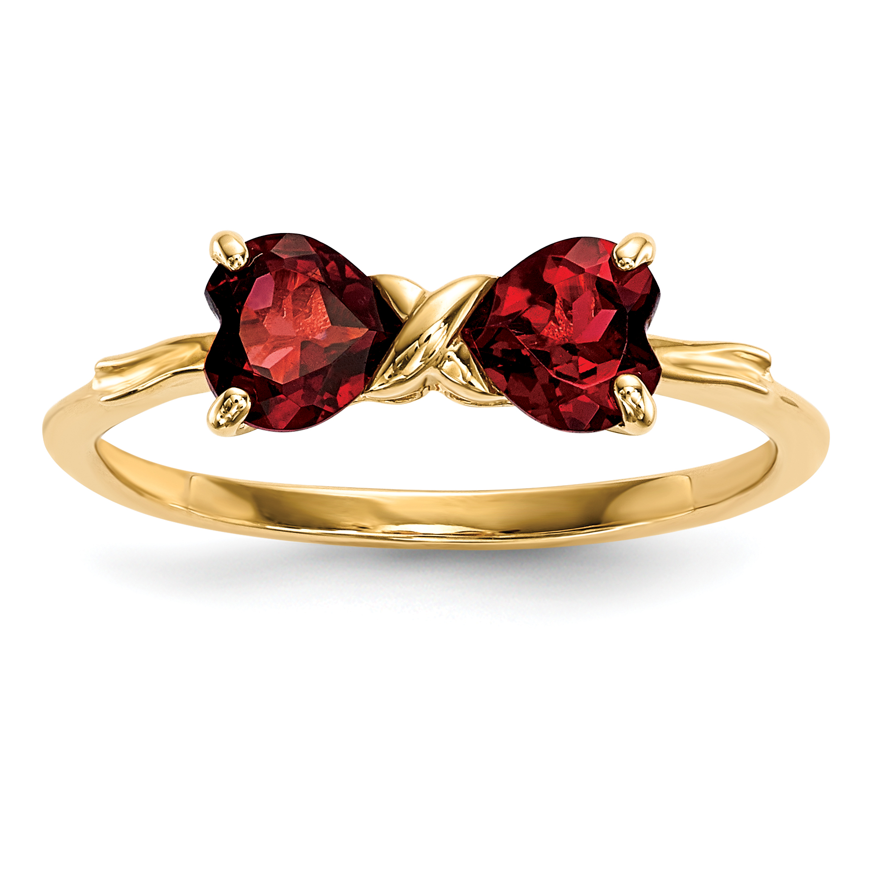 14k Gold Polished Garnet Bow Ring (XBS512)