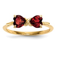 14K Polished January Garnet Bow Size 7 Ring view 1