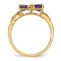 14K Yellow Gold Polished February Amethyst Bow Ring - Size 7 view 2