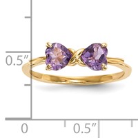 14K Yellow Gold Polished February Amethyst Bow Ring - Size 7 view 5