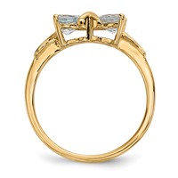 14K Yellow Gold Polished March Aquamarine Bow Ring view 2