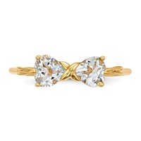 14K Yellow Gold Polished March Aquamarine Bow Ring view 4