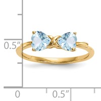 14K Yellow Gold Polished March Aquamarine Bow Ring view 5