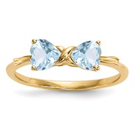 14K Yellow Gold Polished March Aquamarine Bow Ring view 1