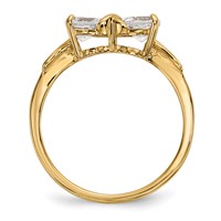 14K Yellow Gold Polished April White Topaz Bow Ring view 2