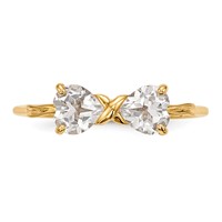14K Yellow Gold Polished April White Topaz Bow Ring view 4