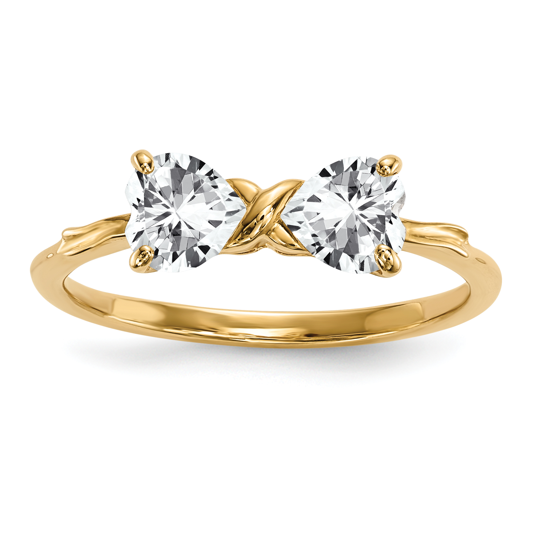14k Gold Polished White Topaz Bow Ring (XBS519)