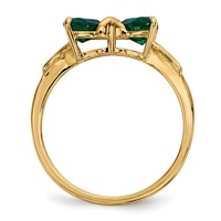 14K Yellow Gold Polished May Lab Created Emerald Bow Ring - Size 7 view 2