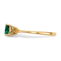 14K Yellow Gold Polished May Lab Created Emerald Bow Ring - Size 7 view 3