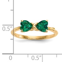 14K Yellow Gold Polished May Lab Created Emerald Bow Ring - Size 7 view 5