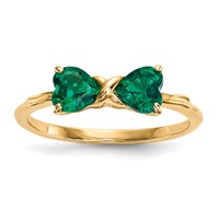 14K Yellow Gold Polished May Lab Created Emerald Bow Ring - Size 7 view 1