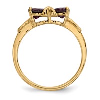 14K Yellow Gold Polished June Rhodolite Garnet Bow Ring view 2