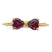 14K Yellow Gold Polished June Rhodolite Garnet Bow Ring view 4