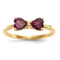 14K Yellow Gold Polished June Rhodolite Garnet Bow Ring view 1